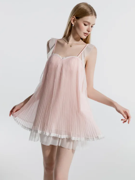 Princess Layered Tulle Sexy Sleepwear with Built-in Bra Pure Desire Camisole Sleep Dress Ethereal Loungewear