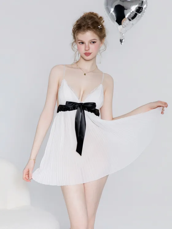sweet and pure sensual camisole nightgown for women summer bow
