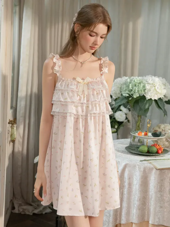 French Vintage Floral Raffle Nightdress