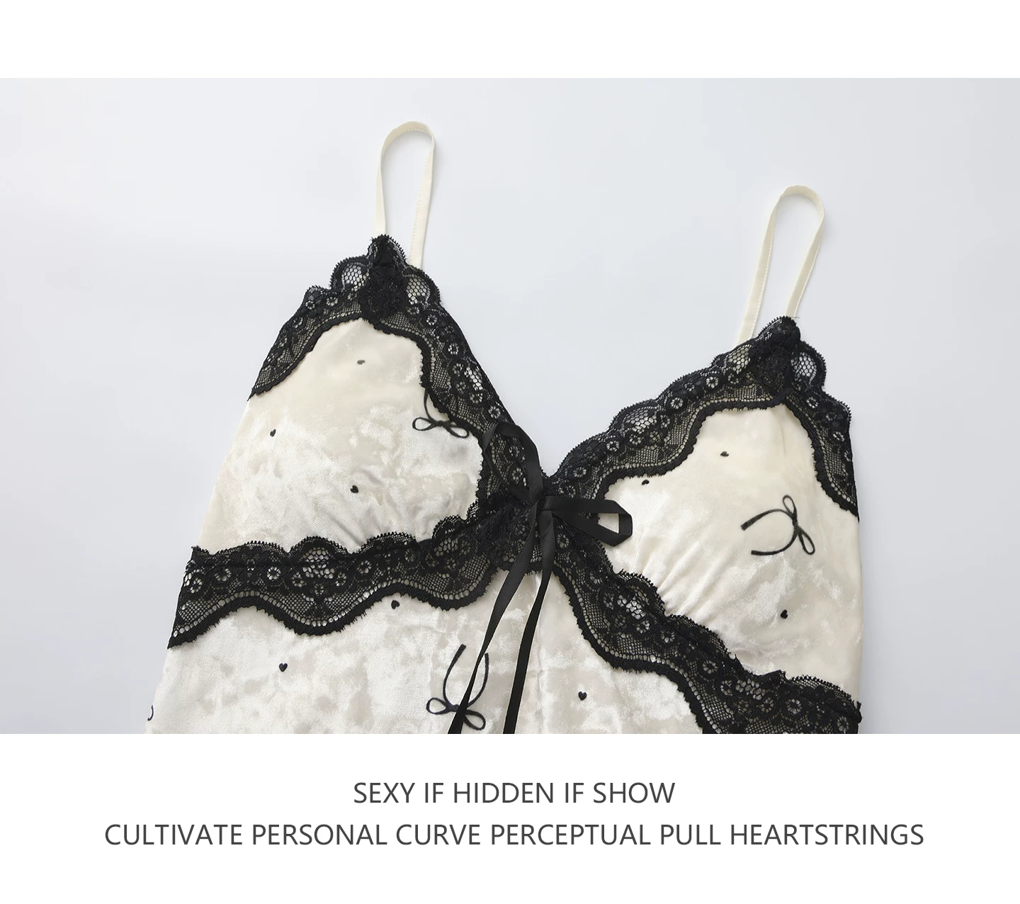 Lace cup and bow tie detail