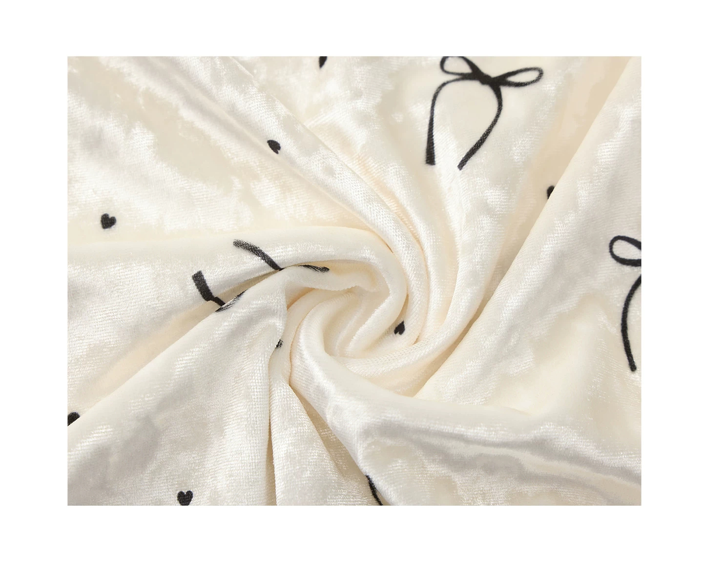 Velvet bow print closeup